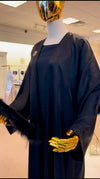 Black 2 Pc Plain Beaded abaya