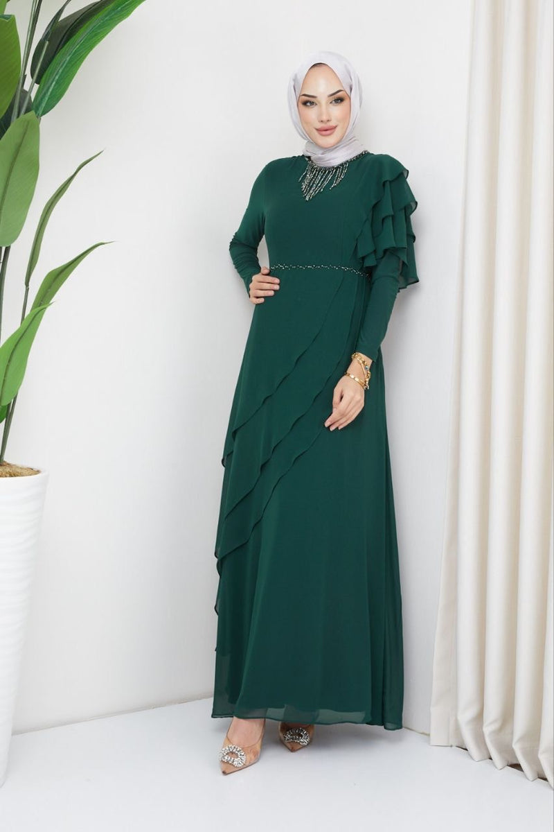 Emerald Green Ruffle Dress