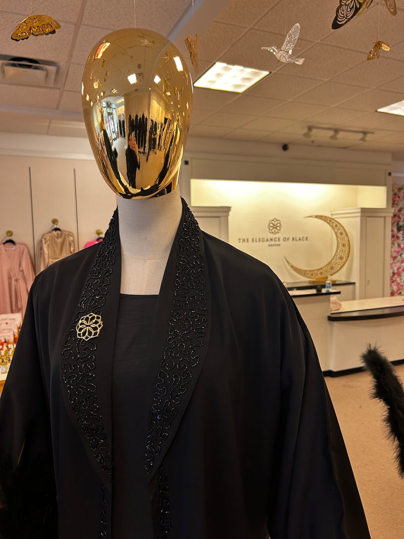 Elegant 2 Pc Beaded Collar Abaya