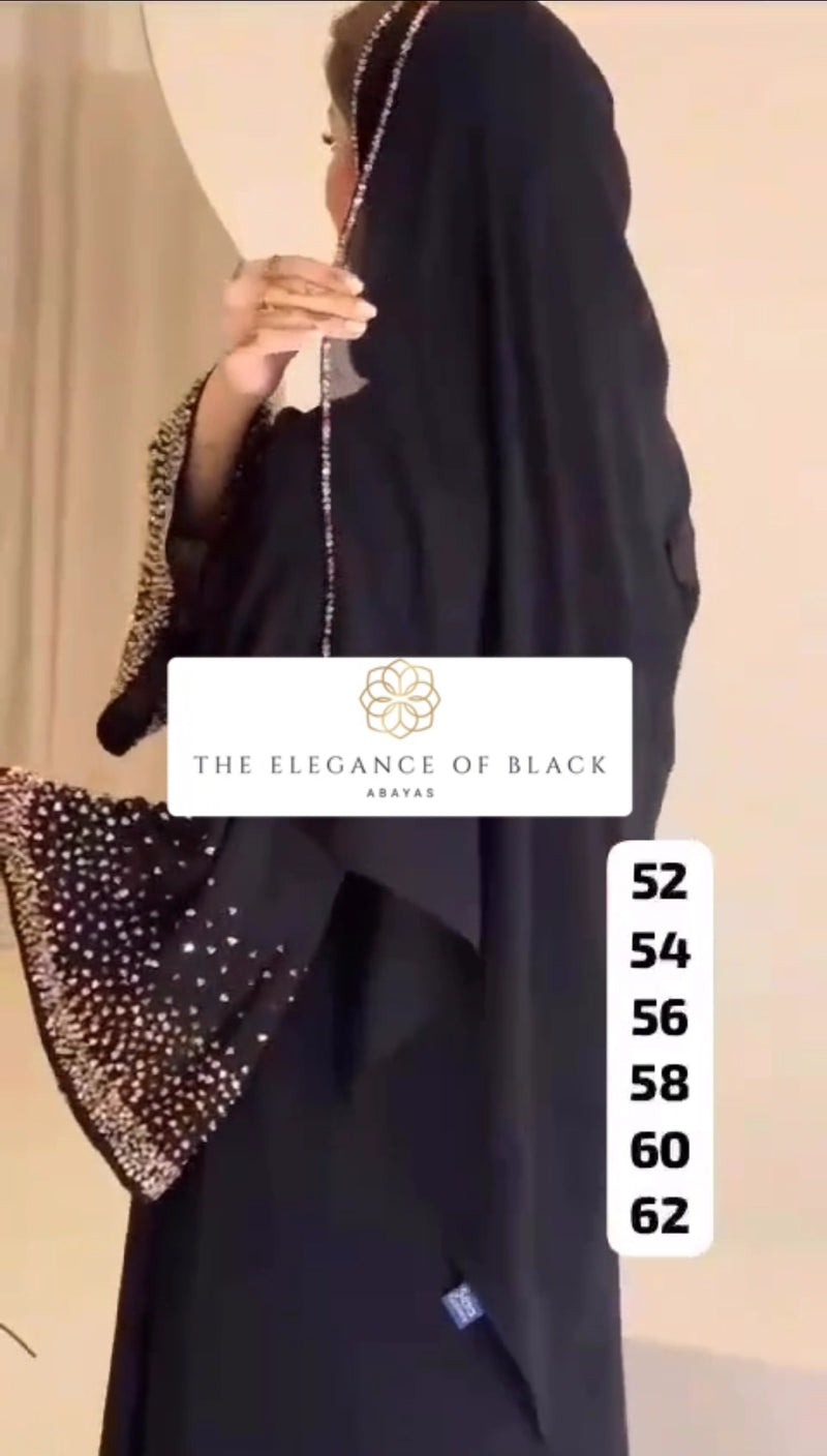 Black Heavy Crystal Abaya