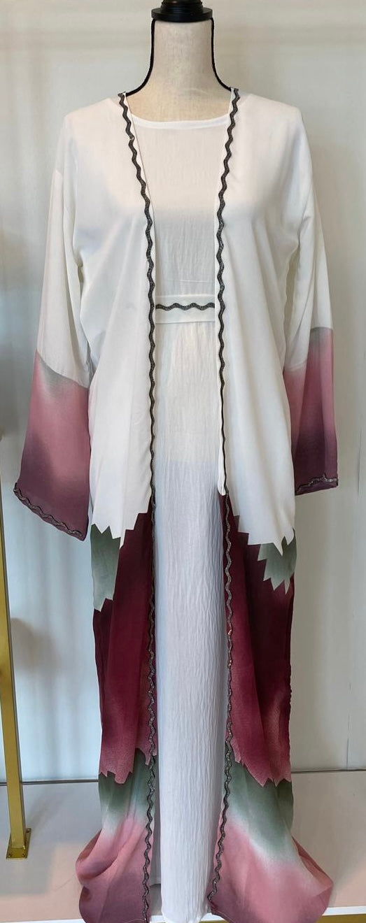 Tye Dye Burgundy Abaya