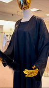 Black Jacquard Open Abaya w Under Abaya