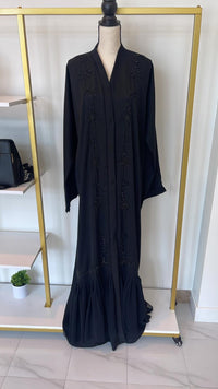 Black Ruffle Bottom Abaya