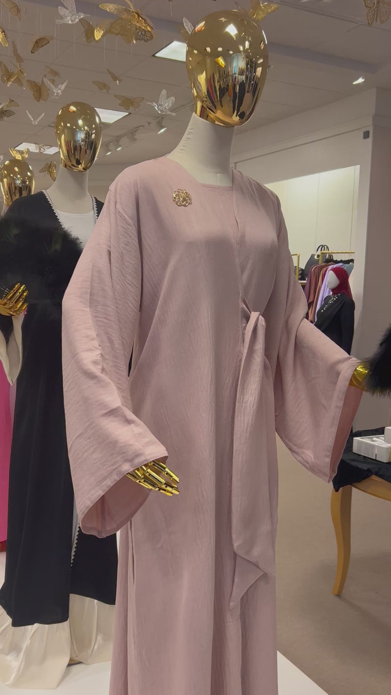 Blush Tie 2 Pc Abaya w Hijab