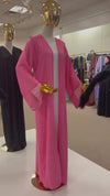 Pink Lined Sleeve 2 Pc Abaya w Hijab