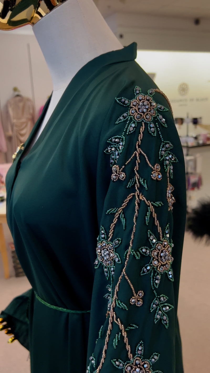 Royal Emerald Green Beaded Abaya