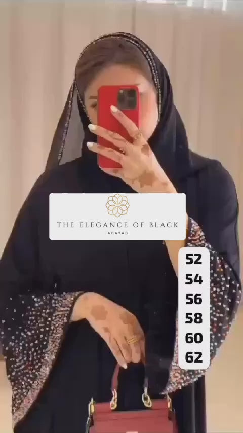 Black Heavy Crystal Abaya